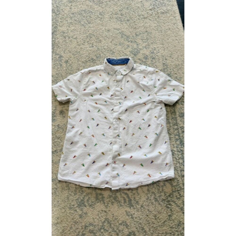 NEXT Kids' Boys' Size 10 white parrot print button-up shirt